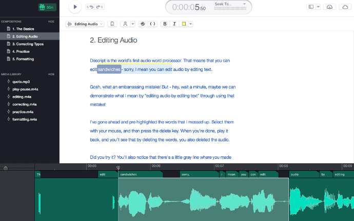 descript ai video editing