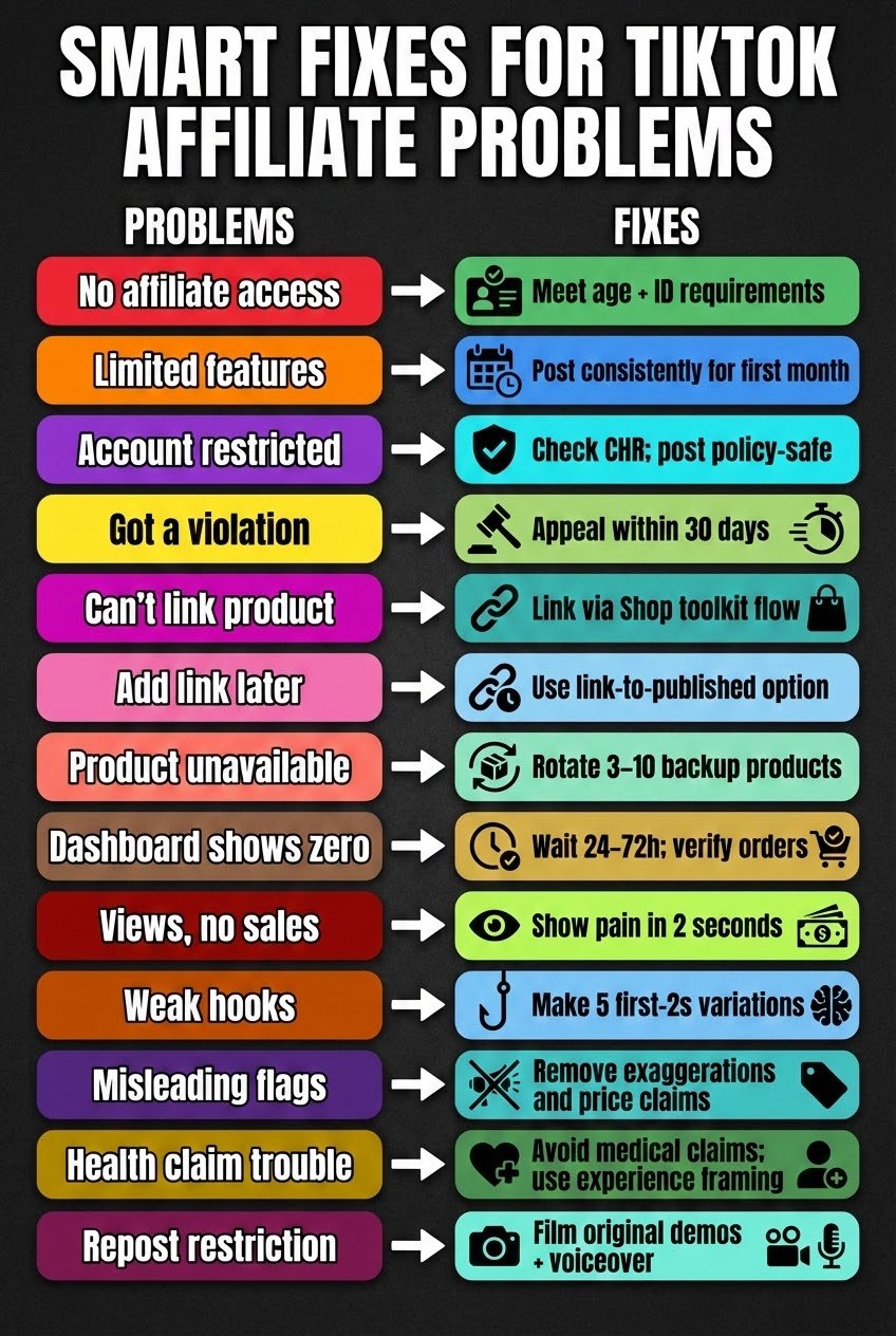 tiktok affilaite problem and solution